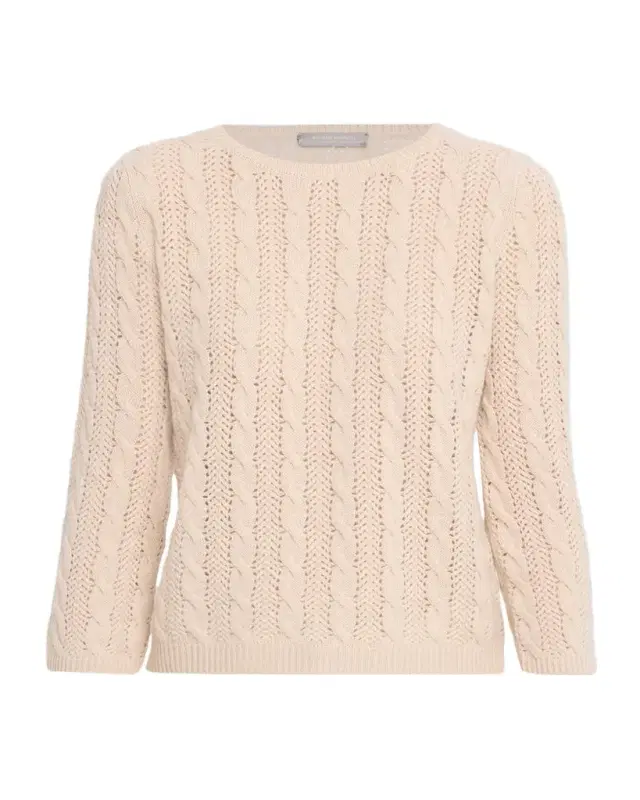 Neiman Marcus Pointelle Crewneck Cashmere Sweater