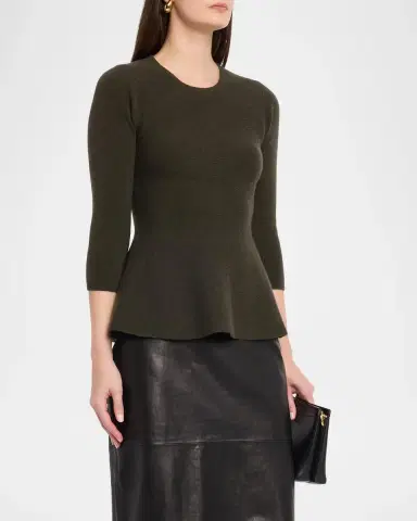 Neiman Marcus Cashmere Peplum Top | Thumbnail 4 Neiman Marcus Cashmere Peplum Top | Thumbnail 4