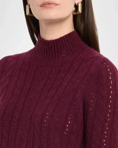 Neiman Marcus Cable-Knit Shrunken Cashmere Sweater | Thumbnail 5 Neiman Marcus Cable-Knit Shrunken Cashmere Sweater | Thumbnail 5