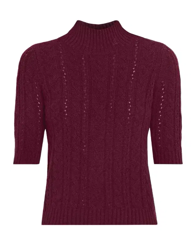 Neiman Marcus Cable-Knit Shrunken Cashmere Sweater