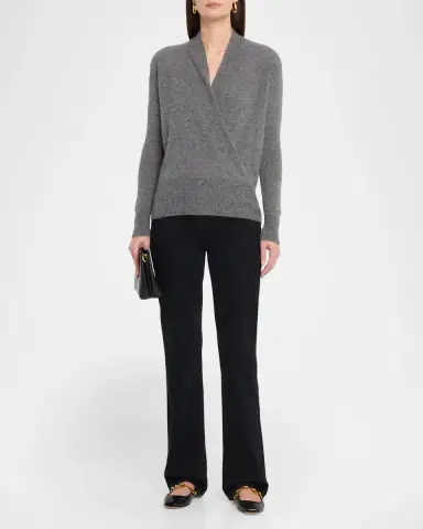 Neiman Marcus Wrap-Front Cashmere Top | Thumbnail 2