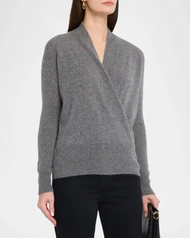 Neiman Marcus Wrap-Front Cashmere Top | Thumbnail 4