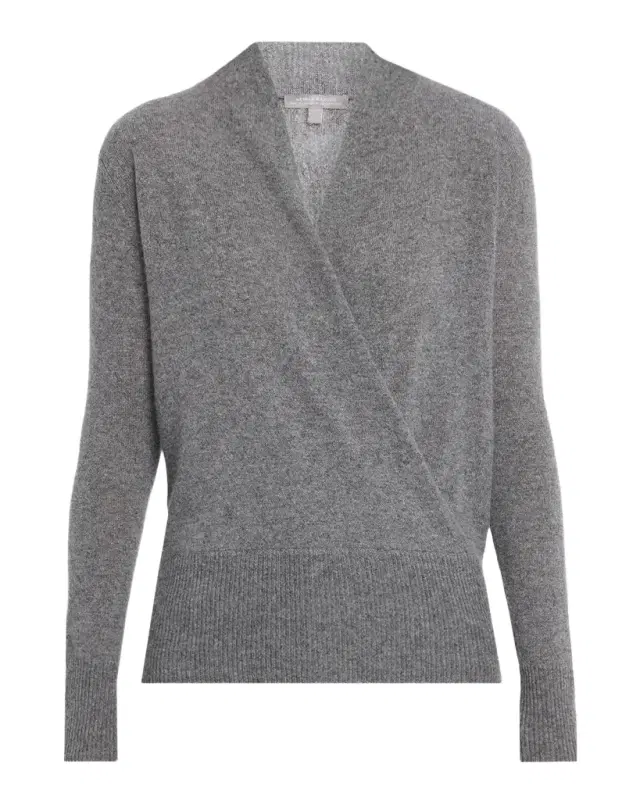 Neiman Marcus Wrap-Front Cashmere Top