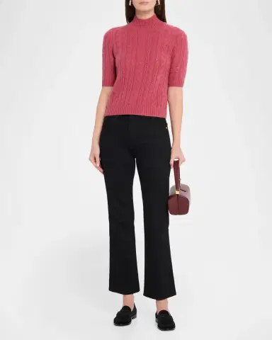 Neiman Marcus Cable-Knit Shrunken Cashmere Sweater | Thumbnail 2 Neiman Marcus Cable-Knit Shrunken Cashmere Sweater | Thumbnail 2