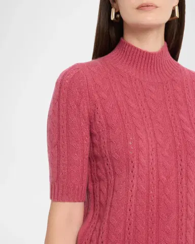 Neiman Marcus Cable-Knit Shrunken Cashmere Sweater | Thumbnail 5 Neiman Marcus Cable-Knit Shrunken Cashmere Sweater | Thumbnail 5