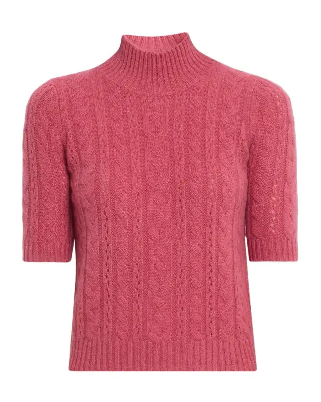 Neiman Marcus Cable-Knit Shrunken Cashmere Sweater
