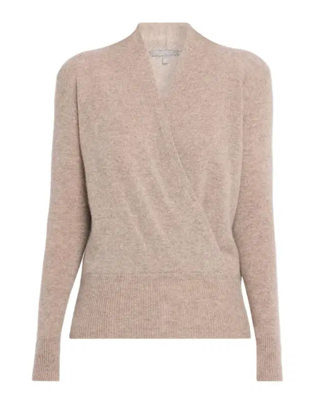 Neiman Marcus Wrap-Front Cashmere Top