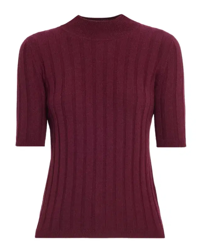 Neiman Marcus Ribbed Cashmere Elbow-Sleeve Sweater