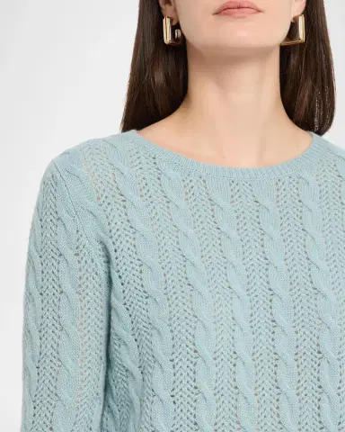 Neiman Marcus Pointelle Crewneck Cashmere Sweater | Thumbnail 5 Neiman Marcus Pointelle Crewneck Cashmere Sweater | Thumbnail 5