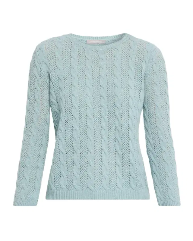 Neiman Marcus Pointelle Crewneck Cashmere Sweater