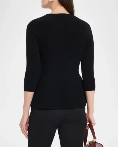 Neiman Marcus Cashmere Peplum Top | Thumbnail 3 Neiman Marcus Cashmere Peplum Top | Thumbnail 3