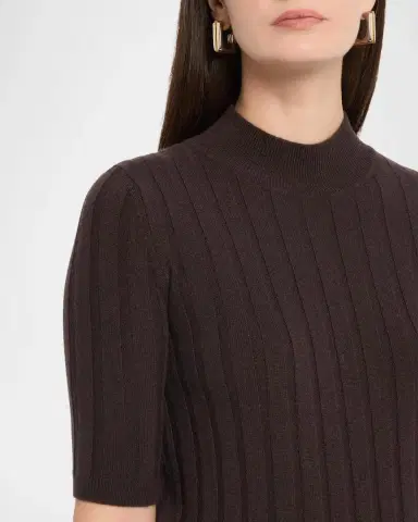 Neiman Marcus Ribbed Cashmere Elbow-Sleeve Sweater | Thumbnail 5 Neiman Marcus Ribbed Cashmere Elbow-Sleeve Sweater | Thumbnail 5