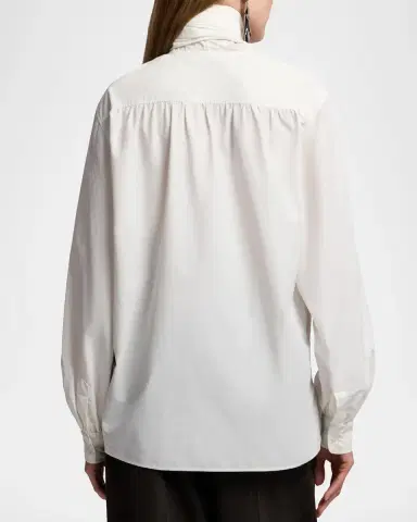 Ralph Lauren Collection Dara Tie-Neck Poplin Blouse | Thumbnail 3