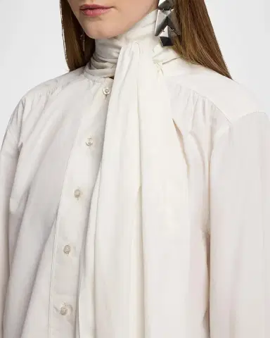 Ralph Lauren Collection Dara Tie-Neck Poplin Blouse | Thumbnail 5
