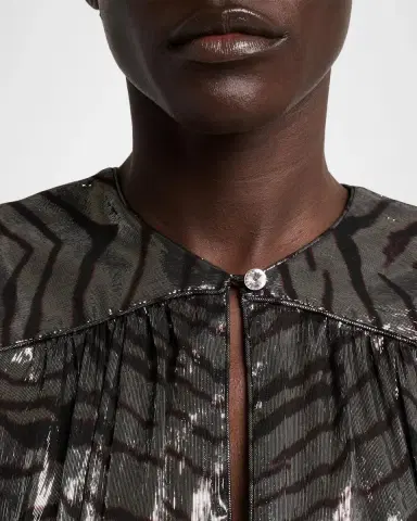 Isabel Marant Farali Metallic Tiger-Print Silk Gathered Blouse | Thumbnail 5 Isabel Marant Farali Metallic Tiger-Print Silk Gathered Blouse | Thumbnail 5