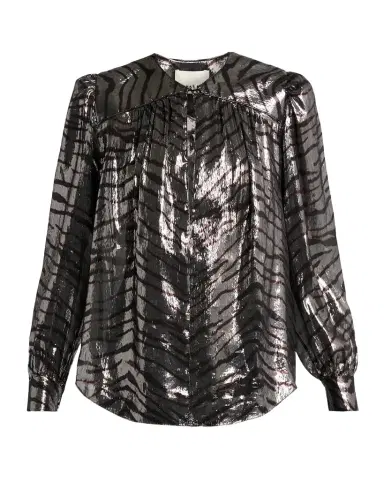 Isabel Marant Farali Metallic Tiger-Print Silk Gathered Blouse | Thumbnail 1 Isabel Marant Farali Metallic Tiger-Print Silk Gathered Blouse | Thumbnail 1