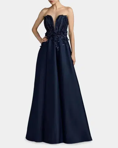 Mac Duggal Beaded Floral Charmeuse Gown | Thumbnail 2