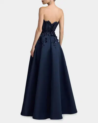 Mac Duggal Beaded Floral Charmeuse Gown | Thumbnail 3