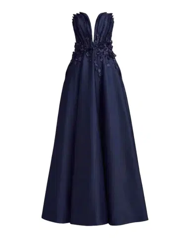 Mac Duggal Beaded Floral Charmeuse Gown | Thumbnail 1