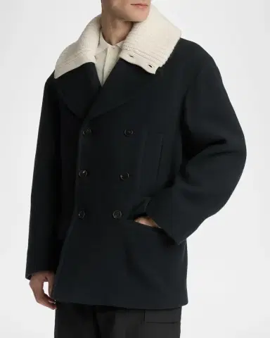 Malo Men's Oversized-Lapel Wool and Cashmere Peacoat | Thumbnail 2