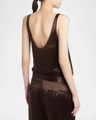 Tom Ford Plunging Scoop-Neck Silk Tank Top | Thumbnail 3