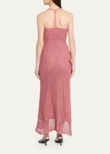 Diotima Riki Crystal Crochet Knit Halter Maxi Dress | Thumbnail 11