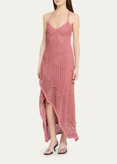 Diotima Riki Crystal Crochet Knit Halter Maxi Dress | Thumbnail 12