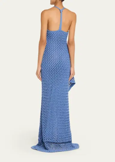 Diotima Riki Crystal Crochet Knit Halter Maxi Dress | Thumbnail 3