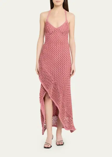 Diotima Riki Crystal Crochet Knit Halter Maxi Dress | Thumbnail 10