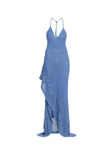Diotima Riki Crystal Crochet Knit Halter Maxi Dress | Thumbnail 1