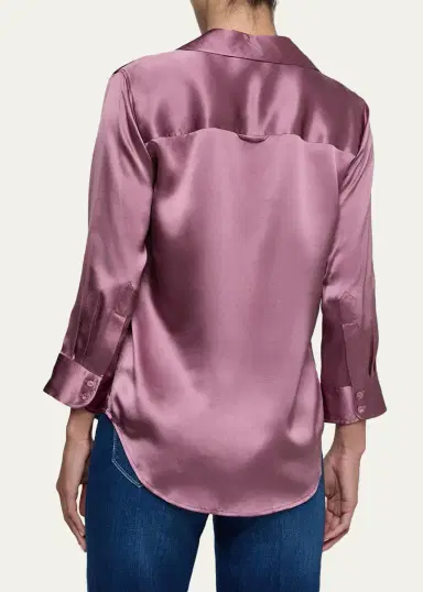 L'Agence Dani Silk Satin 3/4-Sleeve Button-Down Blouse | Thumbnail 19 L'Agence Dani Silk Satin 3/4-Sleeve Button-Down Blouse | Thumbnail 19
