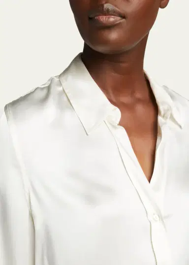 L'Agence Dani Silk Satin 3/4-Sleeve Button-Down Blouse | Thumbnail 5 L'Agence Dani Silk Satin 3/4-Sleeve Button-Down Blouse | Thumbnail 5