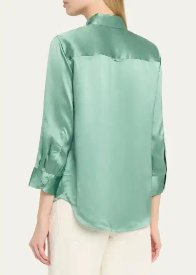 L'Agence Dani Silk Satin 3/4-Sleeve Button-Down Blouse | Thumbnail 7 L'Agence Dani Silk Satin 3/4-Sleeve Button-Down Blouse | Thumbnail 7