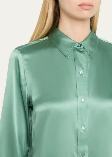 L'Agence Dani Silk Satin 3/4-Sleeve Button-Down Blouse | Thumbnail 9 L'Agence Dani Silk Satin 3/4-Sleeve Button-Down Blouse | Thumbnail 9