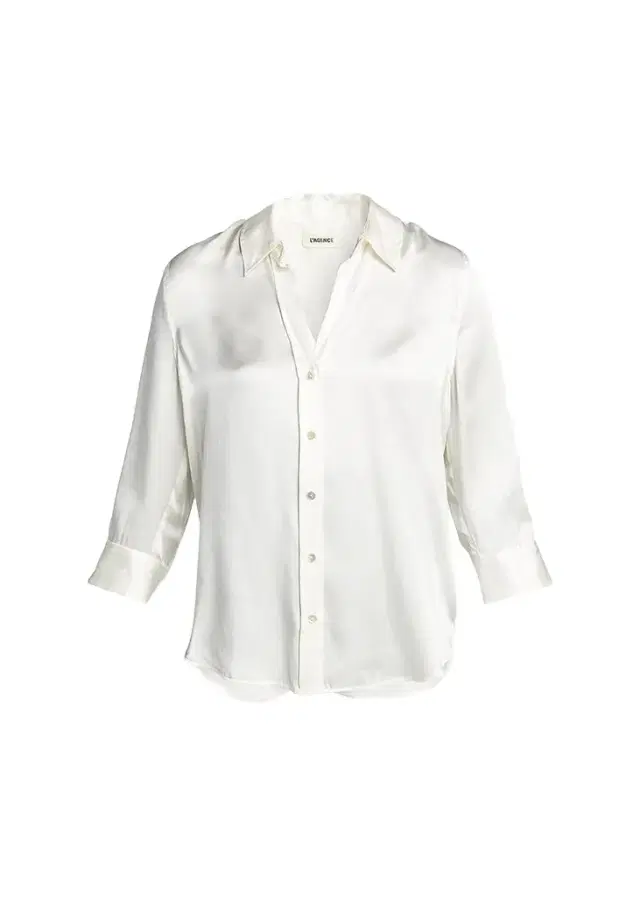 Dani Silk Satin 3/4-Sleeve Button-Down Blouse