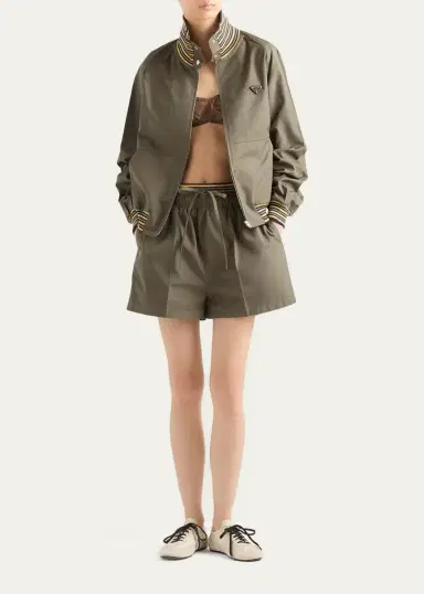 Prada Cotton Poplin Turtleneck Zip Jacket | Thumbnail 2 Prada Cotton Poplin Turtleneck Zip Jacket | Thumbnail 2