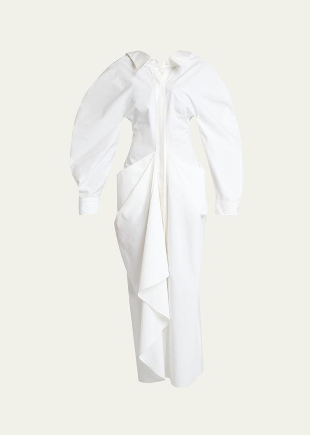 Givenchy Slashed Draped Cotton Poplin Maxi Shirtdress