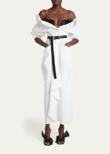 Givenchy Slashed Draped Cotton Poplin Maxi Shirtdress | Thumbnail 2 Givenchy Slashed Draped Cotton Poplin Maxi Shirtdress | Thumbnail 2