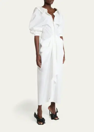Givenchy Slashed Draped Cotton Poplin Maxi Shirtdress | Thumbnail 4 Givenchy Slashed Draped Cotton Poplin Maxi Shirtdress | Thumbnail 4