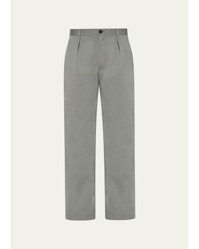 The Row Men's Tami Straight-Leg Pleated Wool Pants