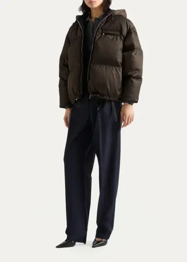Prada Re-Nylon Hooded Down Jacket | Thumbnail 2 Prada Re-Nylon Hooded Down Jacket | Thumbnail 2