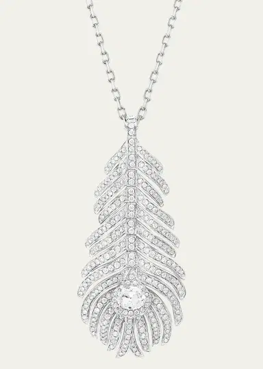 Boucheron Plume De Paon 18K White Gold & 1.34 TCW Diamond Peacock Feather Pendant Necklace | Thumbnail 4