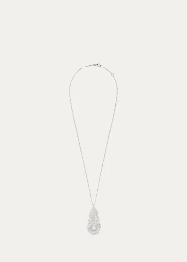 Boucheron Plume De Paon 18K White Gold & 1.34 TCW Diamond Peacock Feather Pendant Necklace | Thumbnail 1