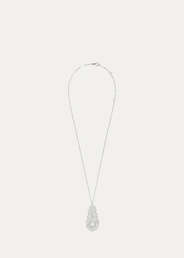Boucheron Plume De Paon 18K White Gold & 1.34 TCW Diamond Peacock Feather Pendant Necklace