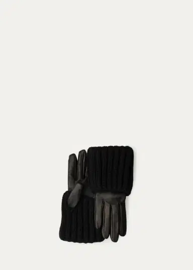 Prada Leather & Wool Gloves | Thumbnail 2