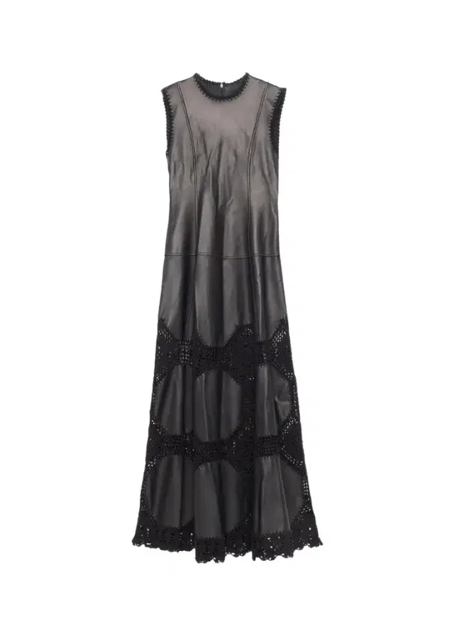Ilana Sleeveless Crochet Knit & Leather Midi Dress