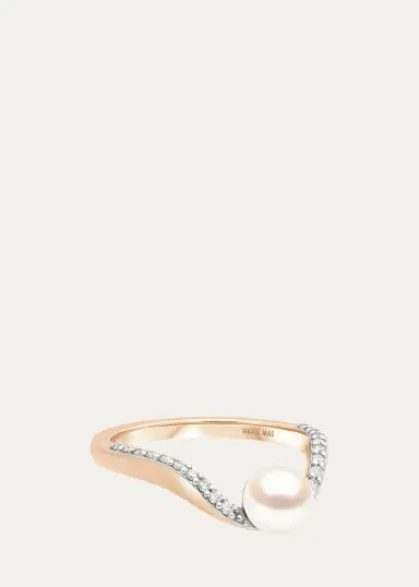Marie Mas 18K Diamond and Pearl Halo Ring | Thumbnail 3