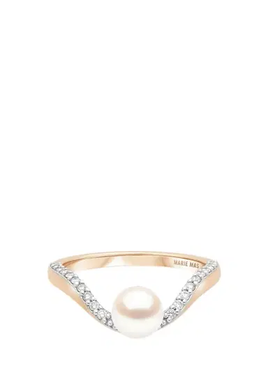 Marie Mas 18K Diamond and Pearl Halo Ring | Thumbnail 1