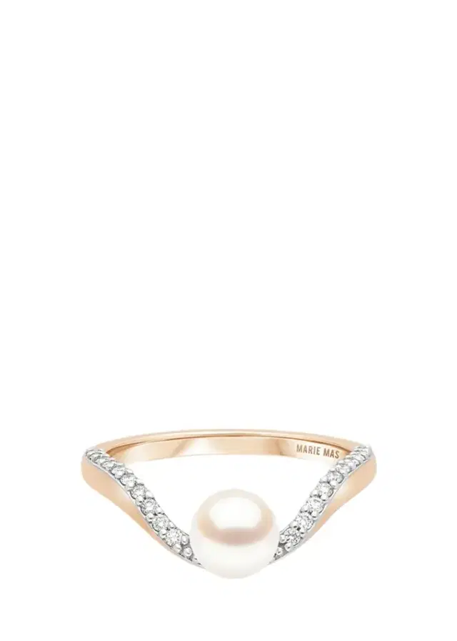 Marie Mas 18K Diamond and Pearl Halo Ring
