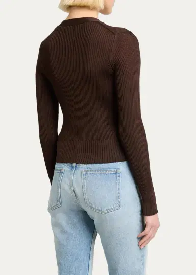 Saint Laurent Cassandre YSL Ribbed V-Neck Cardigan | Thumbnail 3 Saint Laurent Cassandre YSL Ribbed V-Neck Cardigan | Thumbnail 3